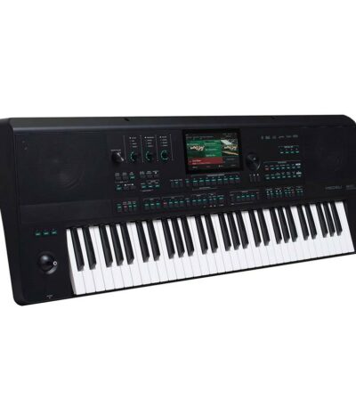Clavier noir avec touches blanches vu de face sur fond blanc